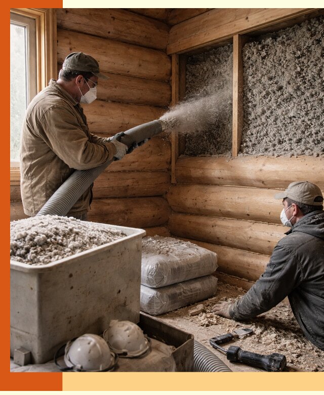 Утепление дома из бруса эковатой в Каменске-Шахтинском