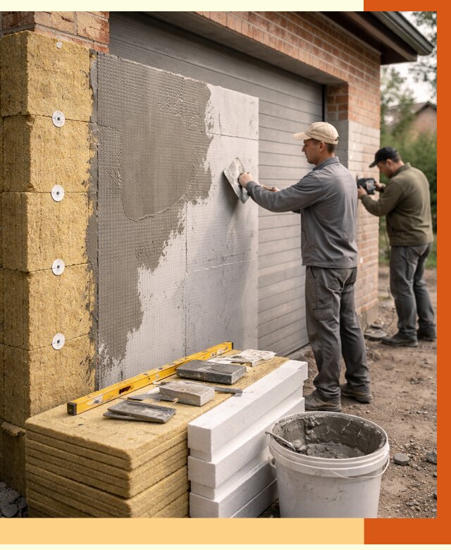Утепление гаража снаружи в Каменске-Шахтинском от 4326 руб. за м2 — наружное утепление под ключ | ТепломастерКсш