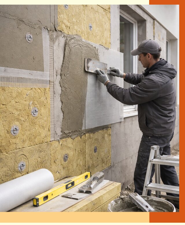 Утепление фасада под штукатурку в Каменске-Шахтинском от 4326 руб/м2 — монтаж пенопластом и минватой | ТепломастерКсш