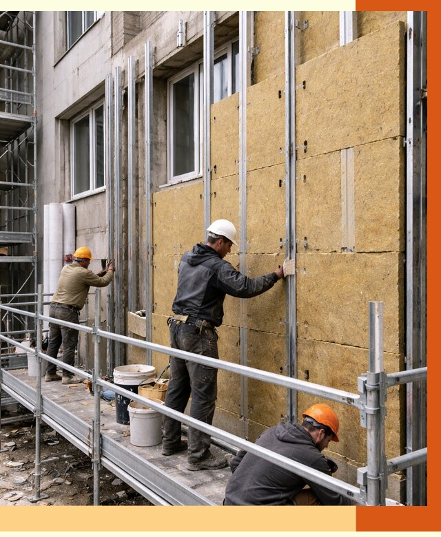 Утепление вентилируемого фасада в Каменске-Шахтинском от 5769 руб/м2 — монтаж и утепление вентфасад | ТепломастерКсш