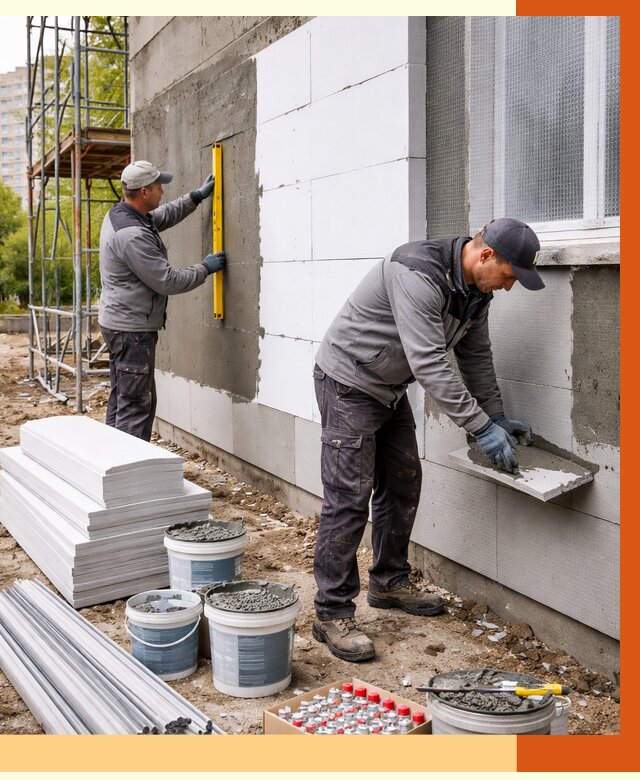 Утепление фасада и стен снаружи в Каменске-Шахтинском от 4326 руб. | ТепломастерКсш