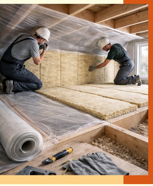 Утепление перекрытий в Каменске-Шахтинском от 2936 руб/м2 — утепление межэтажных и чердачных | ТепломастерКсш