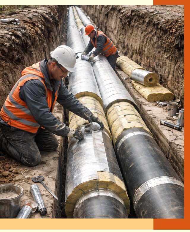 Утепление теплотрассы в Каменске-Шахтинском от 4635 руб./м2 — ппу и комплексная изоляция | ТепломастерКсш