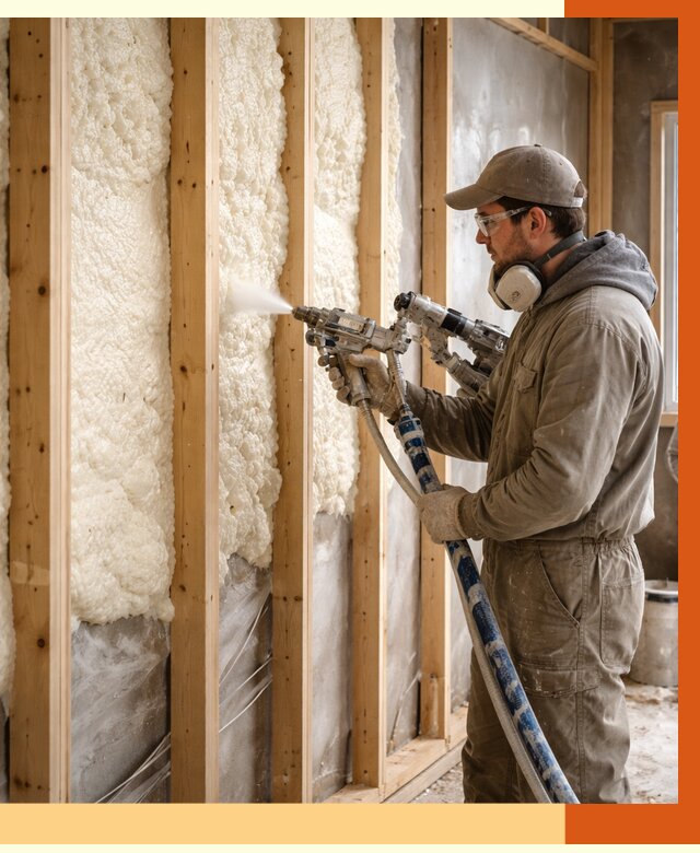 Утепление каркасной стены ППУ в Каменске-Шахтинском от 4378 руб./м2 под ключ | ТепломастерКсш