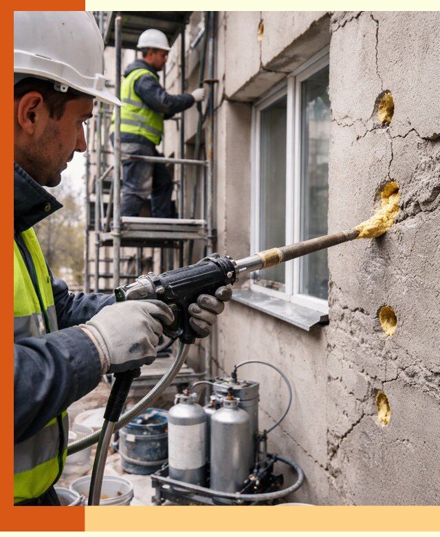 Заполнение пустот в фасаде и утепление стен в Каменске-Шахтинском