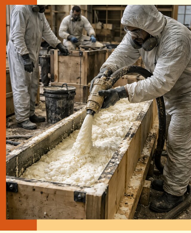 Заливка пенополиуретана в формы для утепления в Каменске-Шахтинском