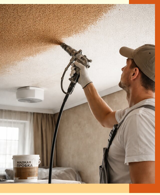 Утепление потолка жидкой пробкой в Каменске-Шахтинском от 3605 руб. | ТепломастерКсш