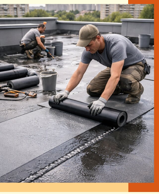 Гидроизоляция плоской кровли в Каменске-Шахтинском от 4635 руб./м2 — профессионально | ТепломастерКсш