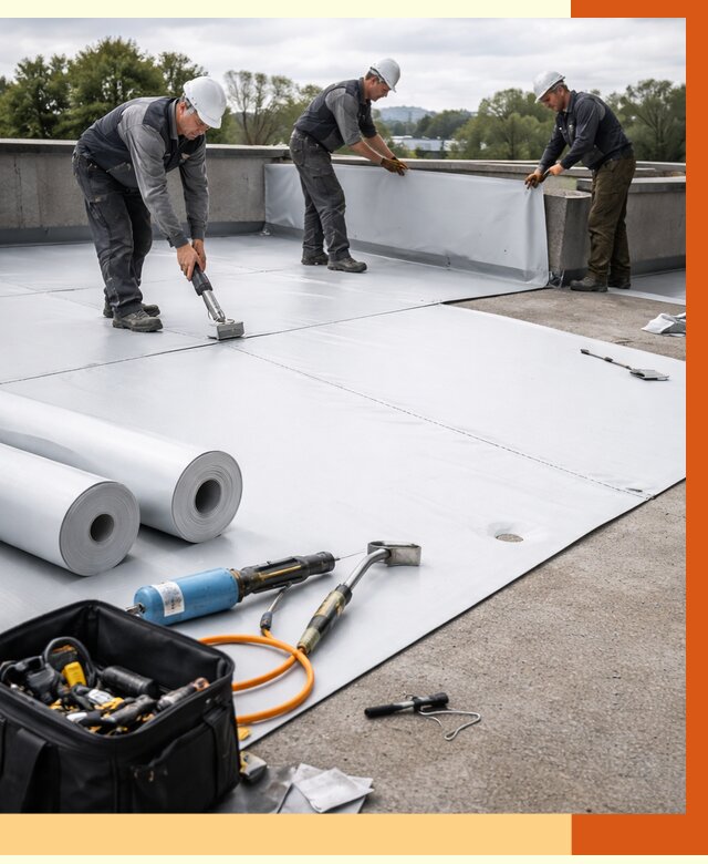 Гидроизоляция мембранной кровли в Каменске-Шахтинском от 7726 руб./м² — профессионально | ТепломастерКсш