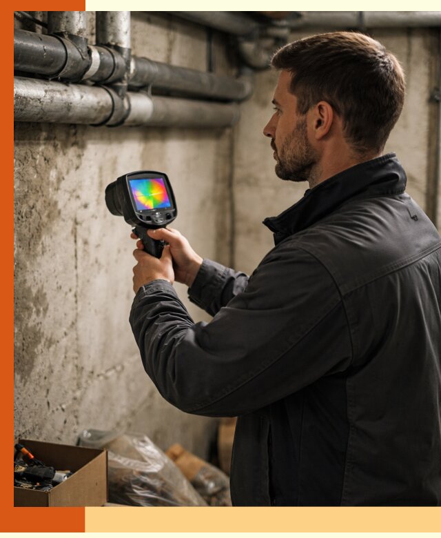 Тепловизионное обследование подвала в Каменске-Шахтинском для поиска утечек тепла